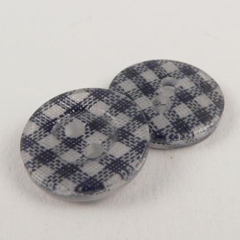 13mm Navy/Clear Gingham 2 Hole Shirt Button