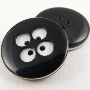 30mm Black/white Circular 4 Hole Button