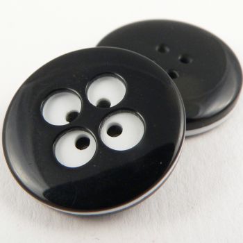 15mm Black/white Circular 4 Hole Button