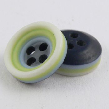 11mm Green/Blue/White Rubber 4 Hole Button