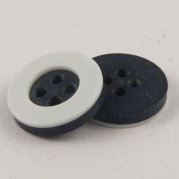 12mm Flat Round Black/White 4 Hole Sewing Button