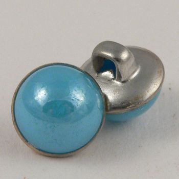 10mm Turquoise/Silver Domed Shank Sewing Button