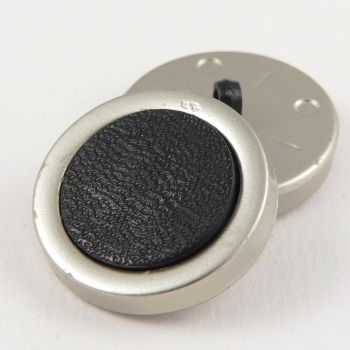25mm Silver & Black Shank Coat Button