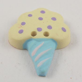 27mm Yellow & Blue Ice-Cream Cone 2 Hole Button