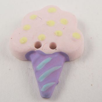 27mm Pink & Lilac Ice-Cream Cone 2 Hole Button