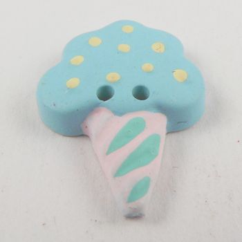 27mm Pink & Blue Ice-Cream Cone 2 Hole Button
