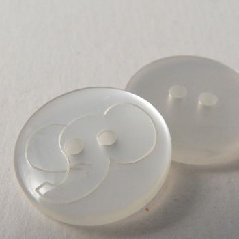 15mm Engraved Elephant Face 2 Hole Button