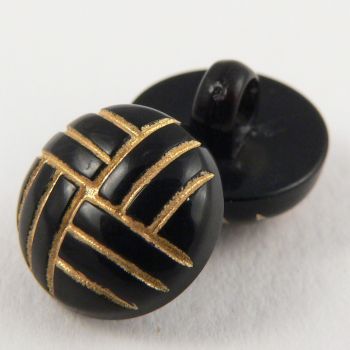 11mm Black & Gold Criss-Cross Shank Sewing Button