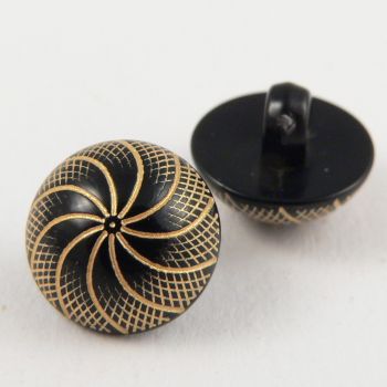 11mm Black & Gold Decorative Shank Sewing Button