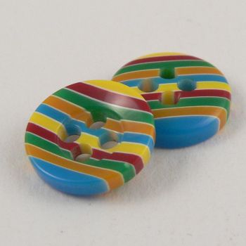 11mm Shiny Striped Multicoloured 4 Hole Button