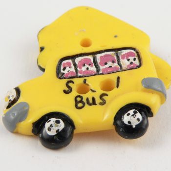 37mm Childrens Yellow School Bus 2 Hole Button