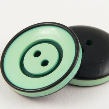 30mm Mint Green & Black Striped 2 Hole Coat Button