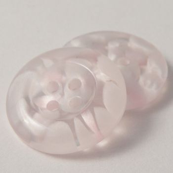 27mm Clear Pink & White Plastic 4 Hole Coat Button