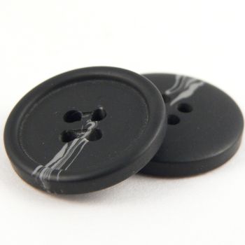 15mm 4 Hole Black Matt Suit Button With a Grey Swirl