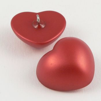 21mm Red Domed Heart Shank Button