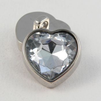 17mm Clear Crystal Heart Shank Button