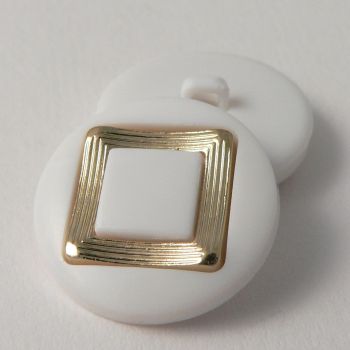 19mm An Ornate Gold Grooved Square and White Shank Suit Button