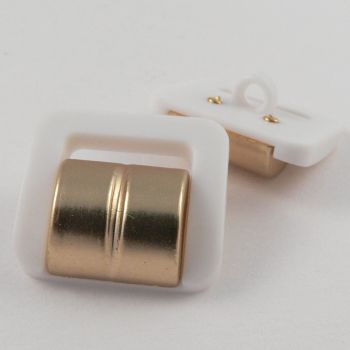 19mm White/Gold Buckle Shank Button