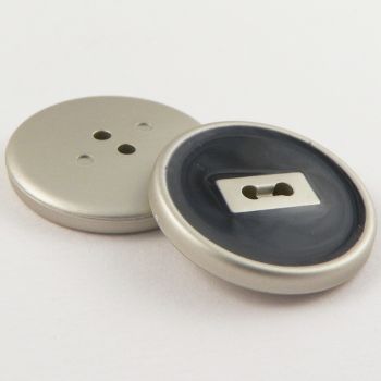 31mm  Silver & Black 2 Hole Coat Button