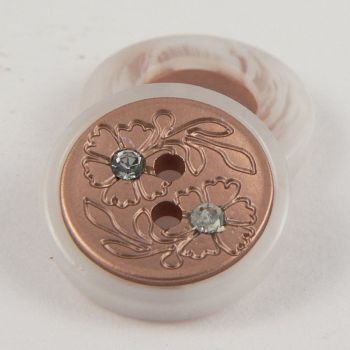 22mm Copper Contemporary 2 Hole Button With Diamantes
