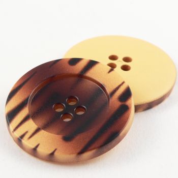 38mm Brown Animal Print 4 Hole Coat Button