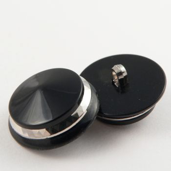 23mm Chunky Black/Silver Shank Coat Button