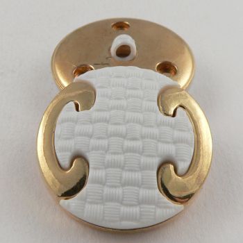 28mm White and Gold Designer Shank Coat Button