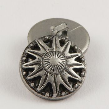 15mm Silver Sundial Slightly Domed Shank Suit Button