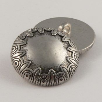 18mm Silver Slightly Domed Ethnic Designed Shank Sewing Button