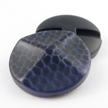 30mm Blue Speckled Print  Shank Coat Button