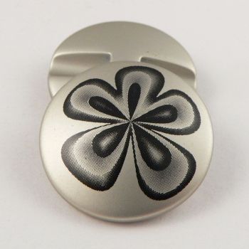 25mm Silver Flower Print Shank Coat Button