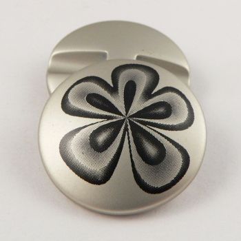21mm Silver Flower Print Shank Sewing Button