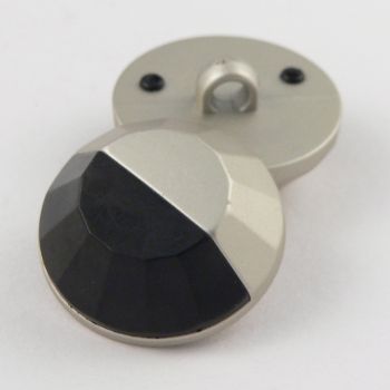 23mm Silver And Black Domed Shank Coat Button
