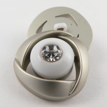 17mm Matt Silver Contemporary Diamante Shank Button