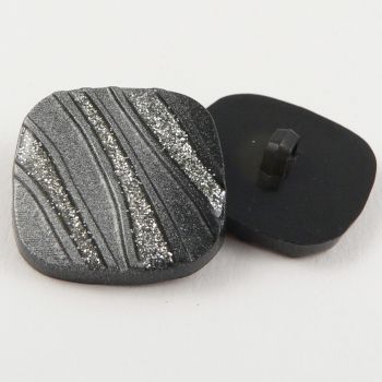 24mm Silver & Black Contemporary Glitter Shank Coat Button