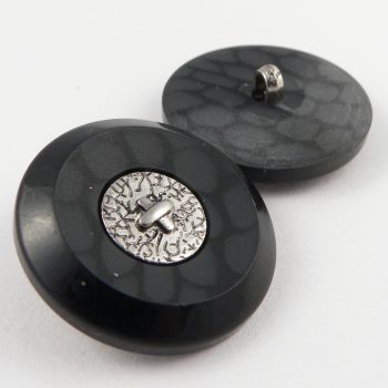 31mm Contemporary Black & Silver Shank Coat Button