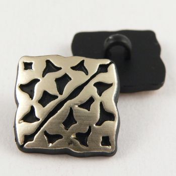 19mm Square Ornate Black And Gold Shank Suit Button