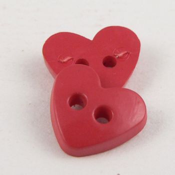 10mm Heart 2 Hole Red Button