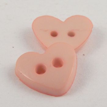 7mm Heart 2 Hole Pink Button