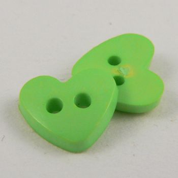 7mm Heart 2 Hole Green Button