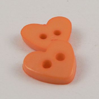 7mm Heart 2 Hole Orange Button