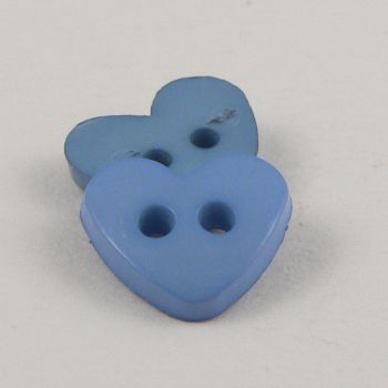7mm Heart 2 Hole Blue Button