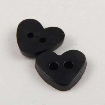 7mm Heart 2 Hole Black Button
