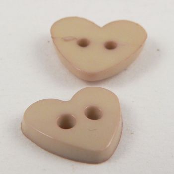 7mm Heart 2 Hole Beige Button