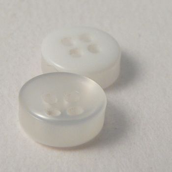 8mm Clear/White Shirt 4 Hole Button