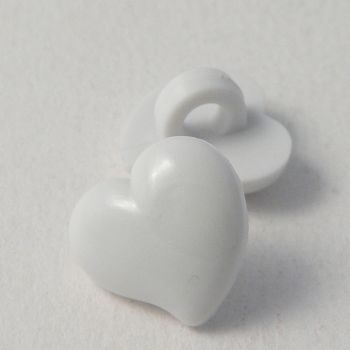 12mm Domed White Heart Shank Button