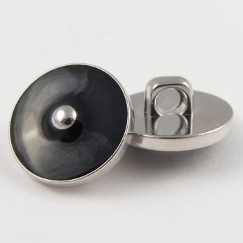 10mm Black/Silver Enamel Contemporary Shank Sewing Button