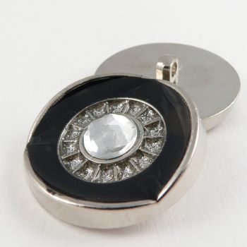 33mm Contemporary Shank Coat Button With Faceted Crystal And Glitter