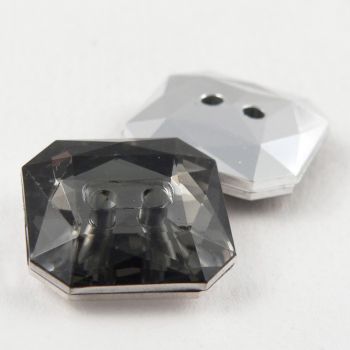 16mm Grey Square Faceted 2 Hole Button