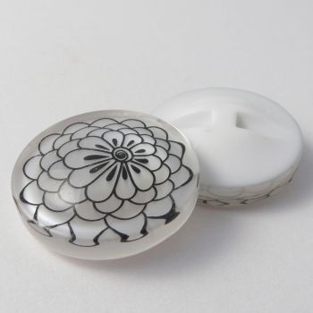 34mm Chunky Shimmery Shank Coat Button With Abstract Flower